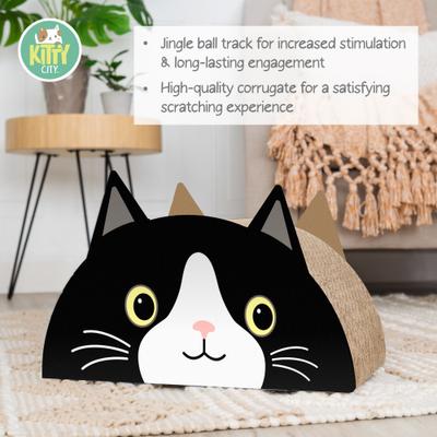 Show full view: Kitty City Cutie Tuxedo Corrugate Cat Scratcher with Jingle Ball Track slide 3 of 7