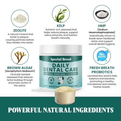 Show full view: Special Breed Daily Dental Care Powdered Dog Dental Supplement, 1.85-oz jar slide 3 of 9