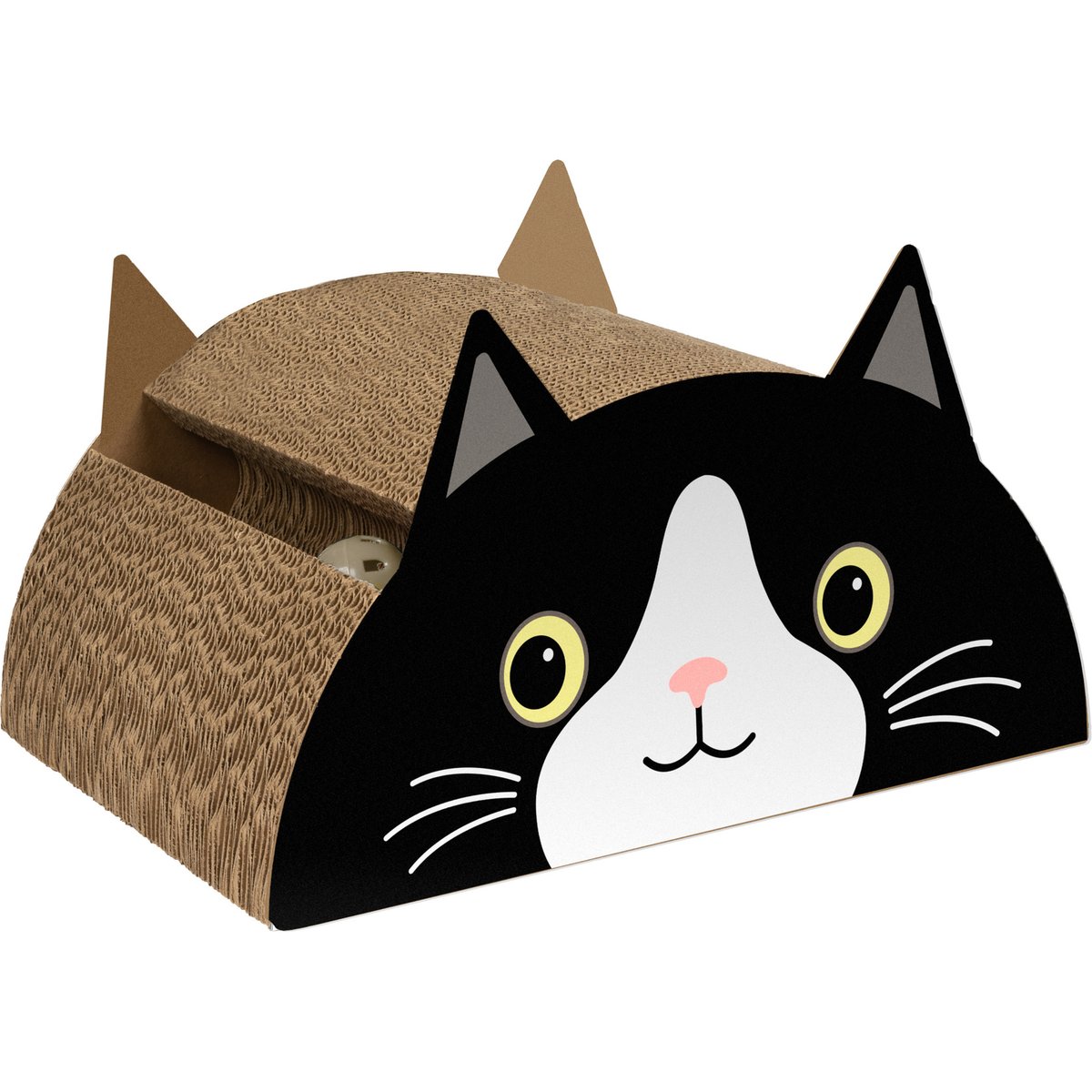 Kitty City Cutie Tuxedo Corrugate Cat Scratcher with Jingle Ball Track