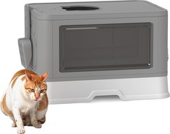 Wooflex Enclosed Cat Litter Box with Lid Cover & Litter Scoop, Large: 19 x 15 x 15-in, Gray