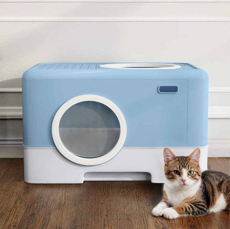 Wooflex Enclosed Odorless Cat Litter Box with Drawer & Lid Cover, Large : 20 x 15 x 15-in