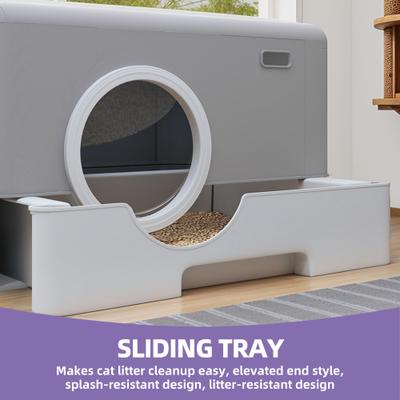 Show full view: Wooflex Enclosed Cat Litter Box with Lid Cover & Litter Scoop, Large: 20 x 15 x 15-in slide 4 of 9