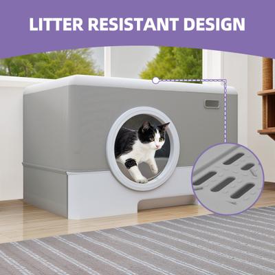 Show full view: Wooflex Enclosed Cat Litter Box with Lid Cover & Litter Scoop, Large: 20 x 15 x 15-in slide 5 of 9