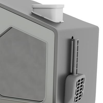 Show full view: Wooflex Enclosed Cat Litter Box with Mat & Scoop, X-Large: 15.1 x 19.3 x 15.5-in, Gray slide 7 of 8