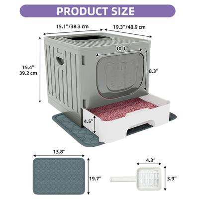 Show full view: Wooflex Enclosed Cat Litter Box with Lid Drawer Type, Large: 15.1 x 19.3 x 15.4-in, Gray slide 3 of 9