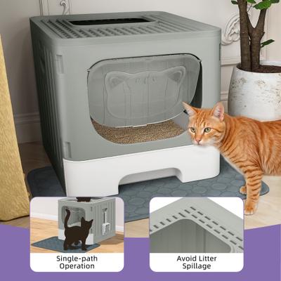 Show full view: Wooflex Enclosed Cat Litter Box with Lid Drawer Type, Large: 15.1 x 19.3 x 15.4-in, Gray slide 5 of 9