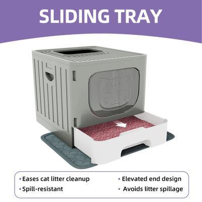 Show full view: Wooflex Enclosed Cat Litter Box with Lid Drawer Type, Large: 15.1 x 19.3 x 15.4-in, Gray slide 6 of 9