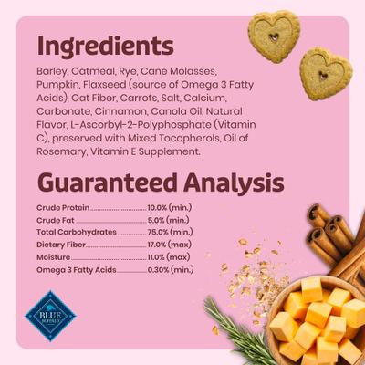 Show full view: Blue Buffalo Be Mine Oatmeal & Cinnamon Crunchy Dog Treats, 11-oz bag slide 6 of 10