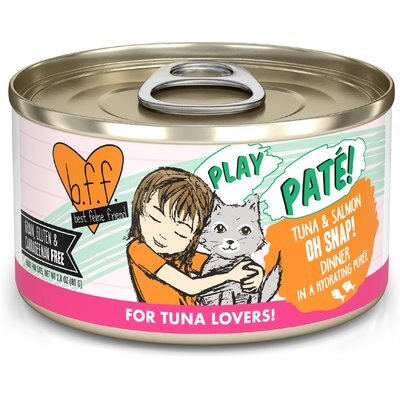 BFF BFF Play Pate Lovers Oh Snap! Tuna & Salmon Grain-Free Wet Cat Food, 2.8-oz can, pack of 12