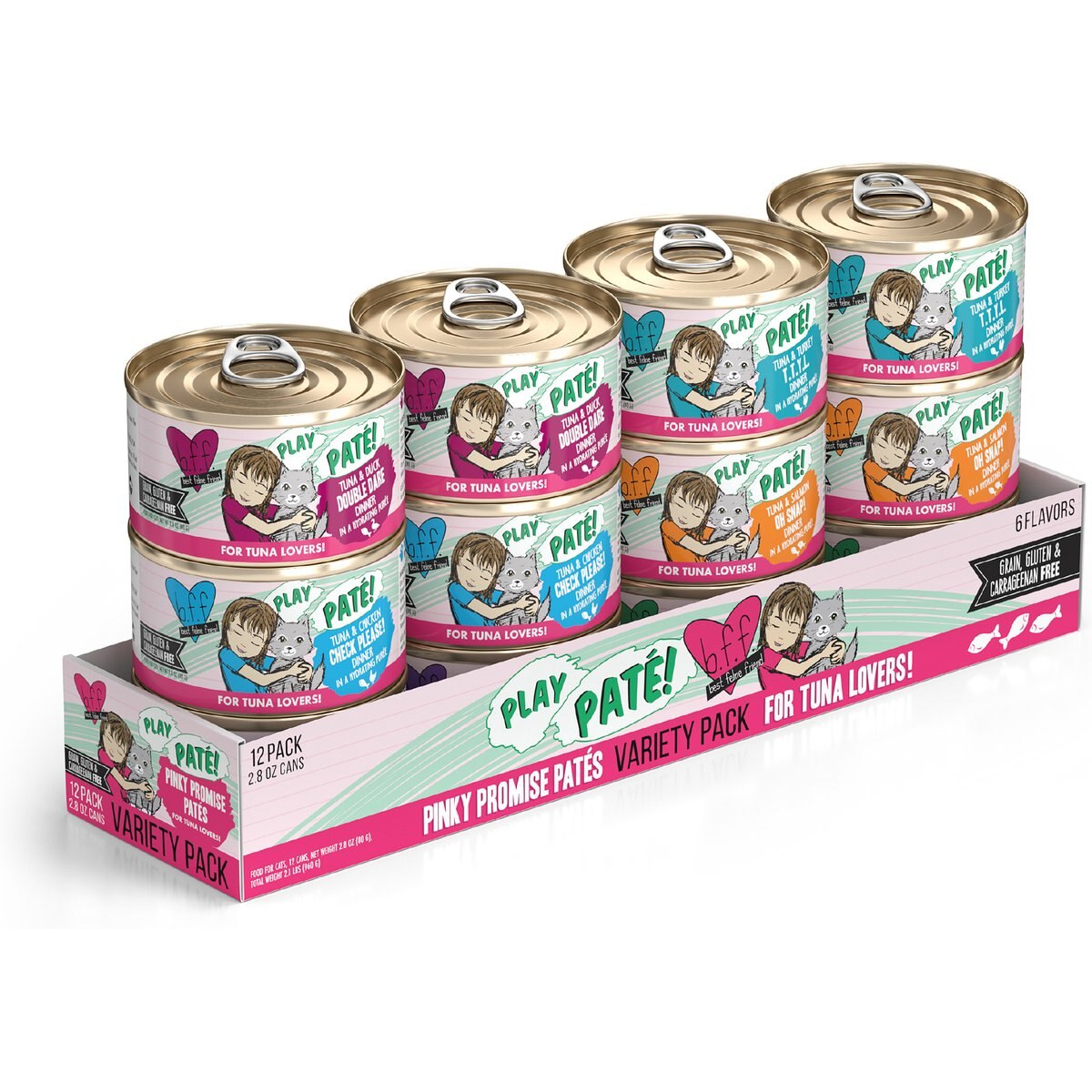 BFF PLAY Best Feline Friend Lovers Aw Yeah! Pinky Promise Paté! Variety Pack Grain-Free Wet Cat Food, 2.8-oz can, case of 12