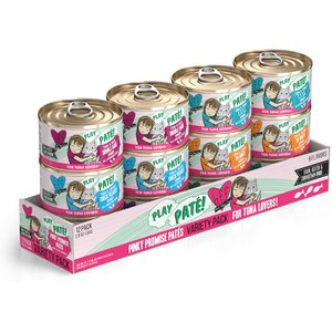 BFF PLAY Best Feline Friend Lovers Aw Yeah! Pinky Promise Paté! Variety Pack Grain-Free Wet Cat Food, 2.8-oz can, case of 12