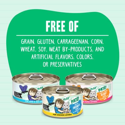 Show full view: BFF Play Pate Lovers Chicken Checkmate Grain-Free Wet Cat Food, 5.5-oz can, pack of 8 slide 7 of 13