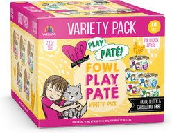 BFF PLAY Best Feline Friend Pate Lovers, Aw Yeah! Fowl Play Yellow Pates Variety Pack Wet Cat Food, 2.8-oz can, case of 18