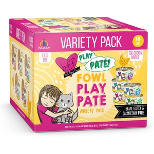 BFF PLAY Best Feline Friend Pate Lovers, Aw Yeah! Fowl Play Yellow Pates Variety Pack Wet Cat Food, 2.8-oz can, case of 18