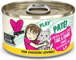 BFF Play Pate Lovers Chicken, Duck & Turkey Take a Chance Wet Cat Food, 2.8-oz can, pack of 12