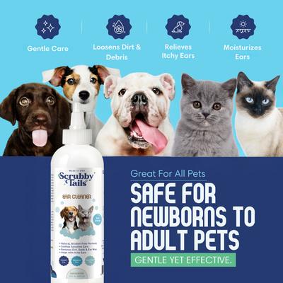 Show full view: Scrubby Tails Alcohol-Free Ear Cleaner Solution for Dogs & Cats, Unscented, 8-fl oz bottle slide 2 of 6