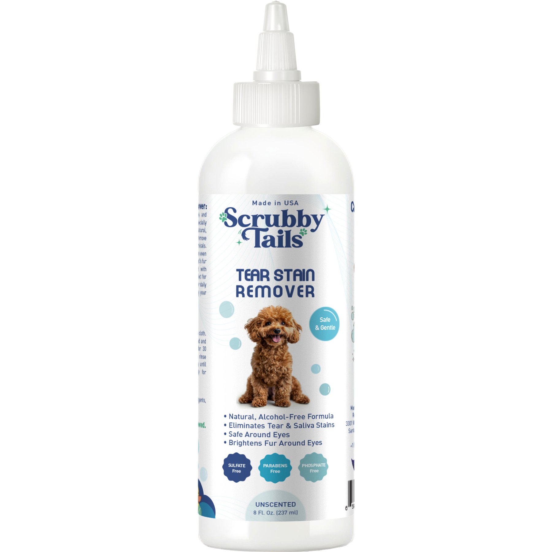 Scrubby Tails Natural Alcohol-Free Dog Tear Stain Remover, 8-fl oz bottle