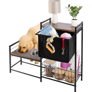 Pet Adobe Elevated with Storage Dog & Cat Bowl, Black