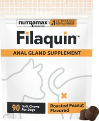 Nutramax Filaquin Anal Gland & Digestive Health Peanut Butter Flavored Soft Chew Supplement for Dogs, 90 count
