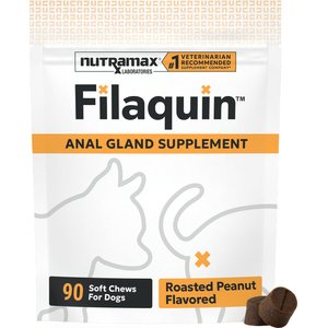 Nutramax Filaquin Anal Gland & Digestive Health Peanut Butter Flavored Soft Chew Supplement for Dogs, 90 count