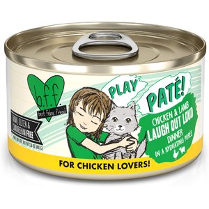 BFF Play Pate Lovers Chicken & Lamb Laugh Out Loud Wet Cat Food, 2.8-oz can, pack of 12