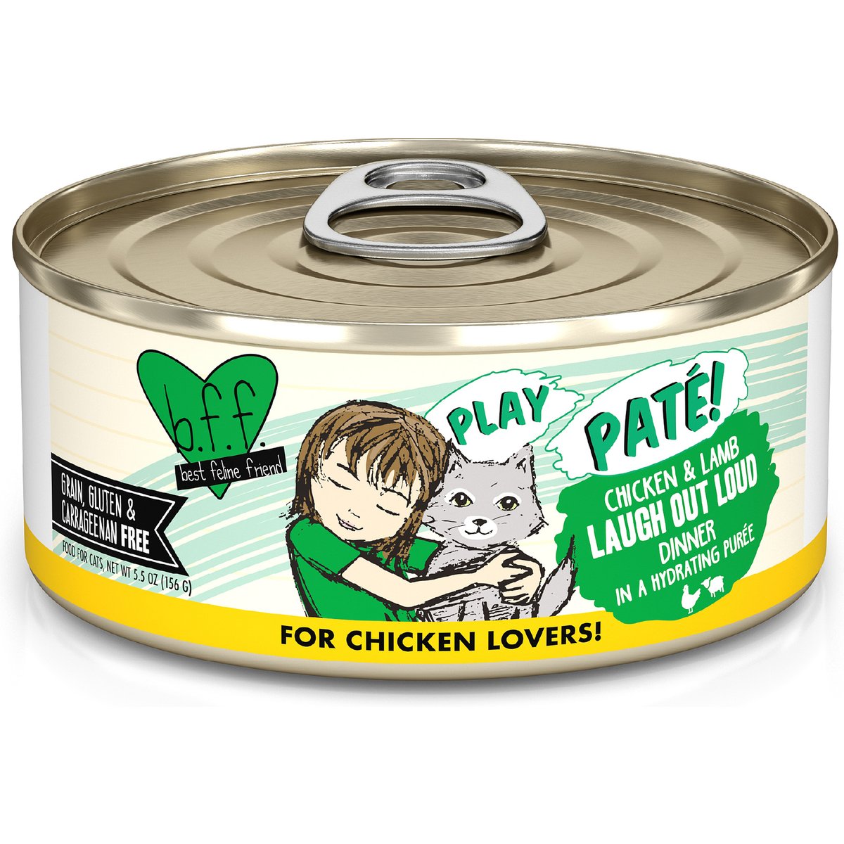 BFF Play Pate Lovers Chicken & Lamb Laugh Out Loud Wet Cat Food, 5.5-oz can, pack of 8
