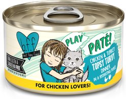 BFF Play Pate Lovers Chicken & Turkey Topsy Turvy Wet Cat Food, 2.8-oz can, pack of 12