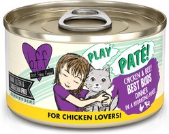 BFF Play Pate Lovers Chicken & Beef Best Buds Wet Cat Food, 2.8-oz can, pack of 12