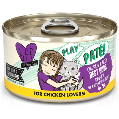 BFF BFF Play Pate Lovers Chicken & Beef Best Buds Wet Cat Food, 2.8-oz can, pack of 12