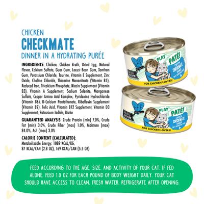 Show full view: BFF Play Pate Lovers Chicken Checkmate Grain-Free Wet Cat Food, 5.5-oz can, pack of 8 slide 5 of 13