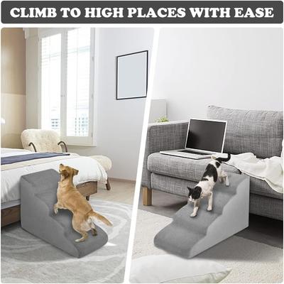 Show full view: SMONTER HIDOG Non-Slip Soft Foam High Beds & Couch Dog Stairs & Ramp, Grey, 4 steps slide 6 of 7