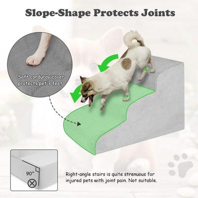 Show full view: SMONTER HIDOG Non-Slip Soft Foam High Beds & Couch Dog Stairs & Ramp, Grey, 3 steps slide 6 of 8