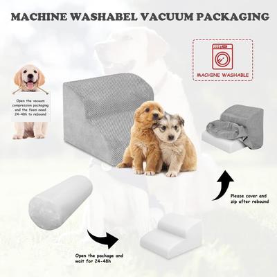 Show full view: SMONTER HIDOG Non-Slip Soft Foam High Beds & Couch Dog Stairs & Ramp, Grey, 2 steps slide 8 of 8