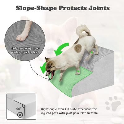 Show full view: SMONTER HIDOG Non-Slip Soft Foam High Beds & Couch Dog Stairs & Ramp, Grey, 2 steps slide 6 of 8