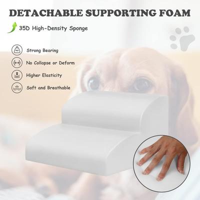Show full view: SMONTER HIDOG Non-Slip Soft Foam High Beds & Couch Dog Stairs & Ramp, Grey, 2 steps slide 5 of 8
