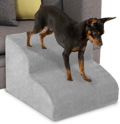 SMONTER HIDOG Non-Slip Soft Foam High Beds & Couch Dog Stairs & Ramp, Grey, 2 steps