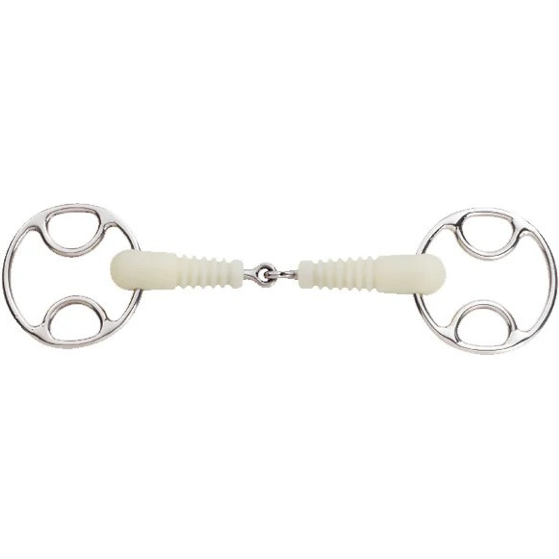 Happy Mouth Ribbed Jointed Loop Ring Gag Horse Bit, 55