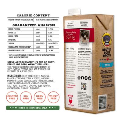 Show full view: Brutus Broth Beef Bone Broth Hip & Joint with Glucosamine Dog Food Topper, 32-oz box slide 10 of 13