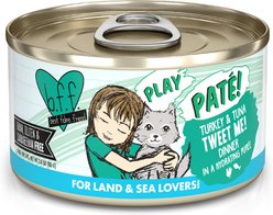 BFF Play Pate Lovers Turkey & Tuna Tweet Me Wet Cat Food, 2.8-oz can, pack of 12