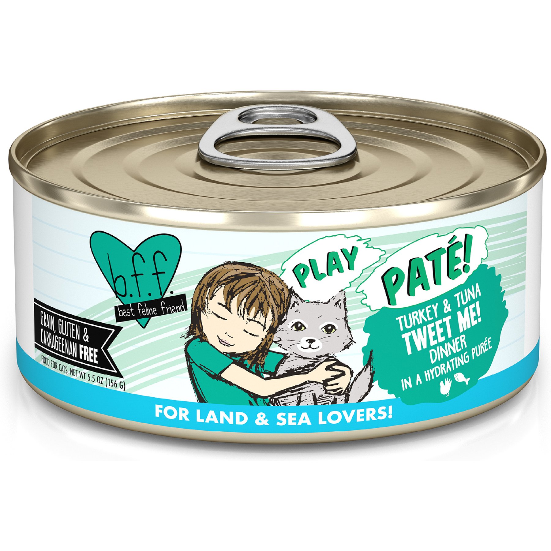 BFF Play Pate Lovers Turkey & Tuna Tweet Me Wet Cat Food, 5.5-oz can, pack of 8
