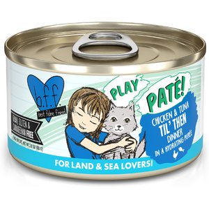 BFF Play Pate Lovers Chicken & Tuna Til' Then Grain-Free Wet Cat Food, 2.8-oz can, pack of 12