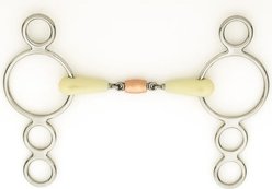 Happy Mouth Double Joint Cpr Roller 3-Ring Gag Horse Bit, 5