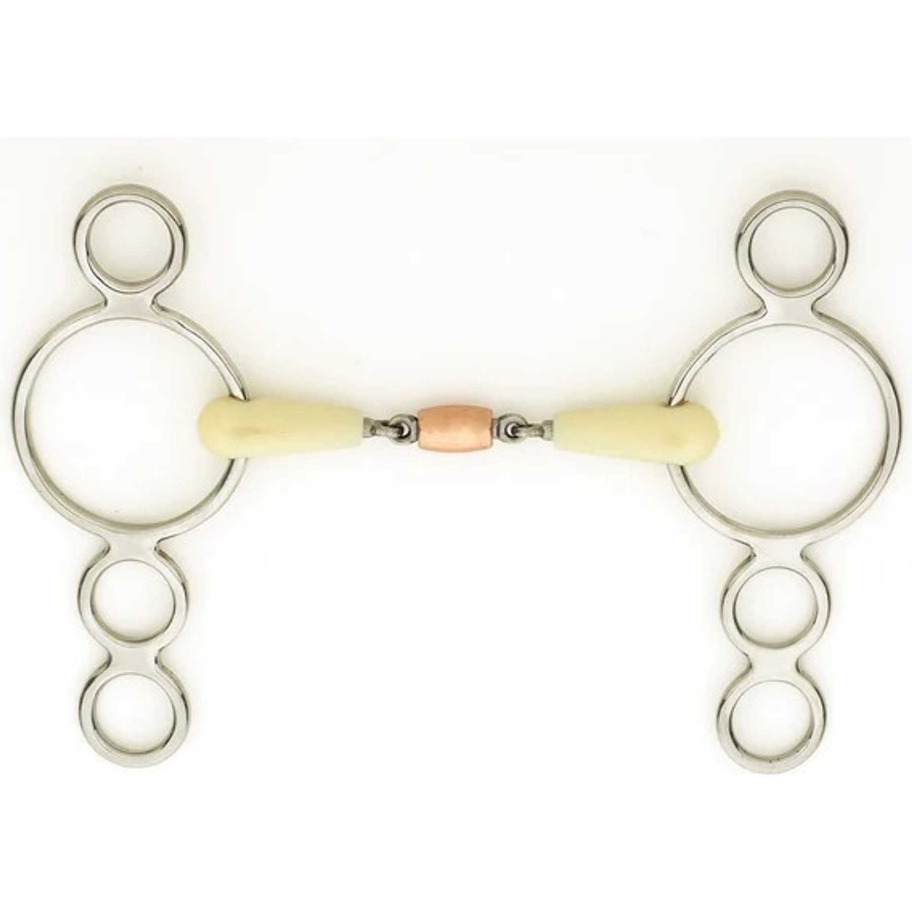 Happy Mouth Double Joint Cpr Roller 3-Ring Gag Horse Bit, 5