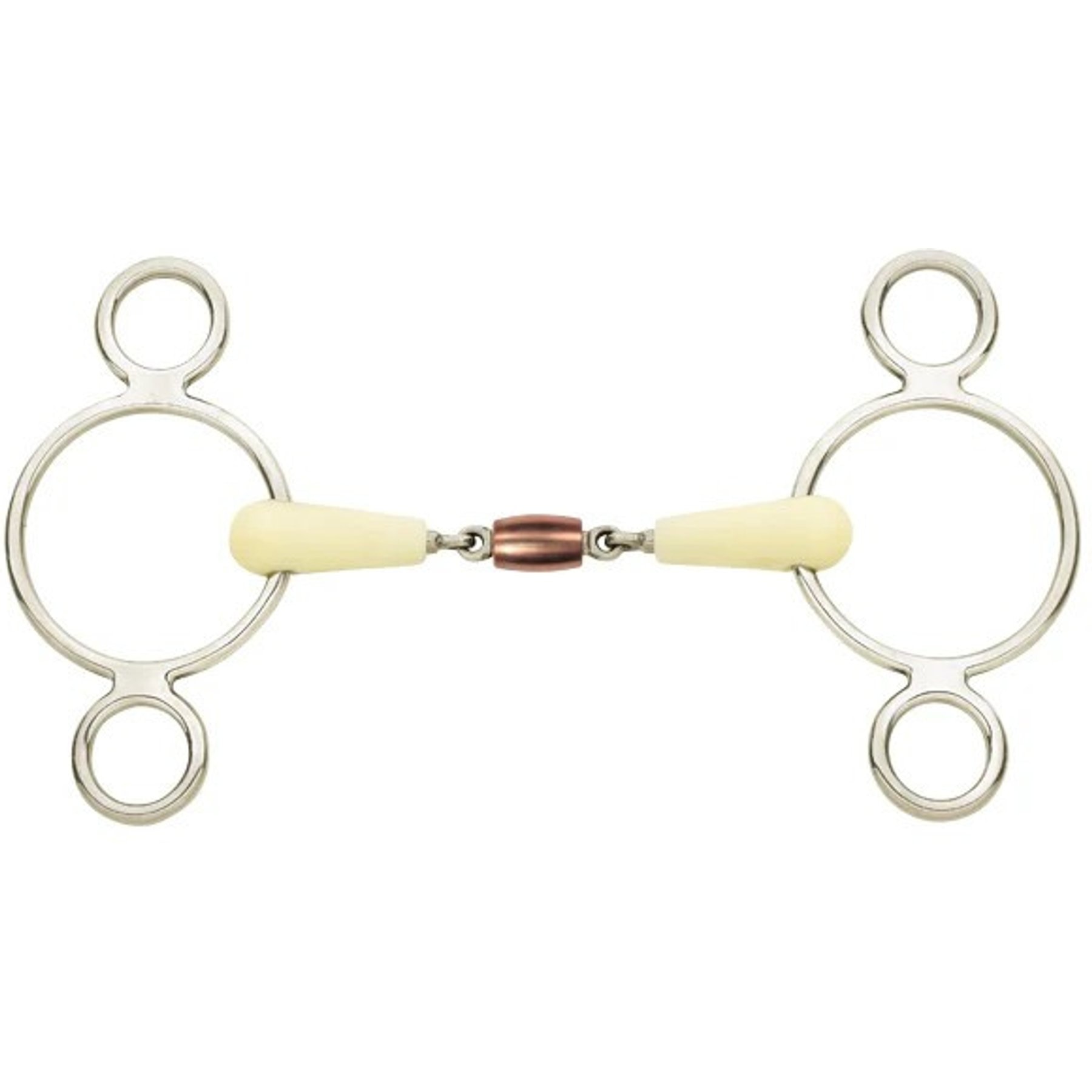 Happy Mouth Double Joint Cpr Roller 2-Ring Gag Horse Bit, 5