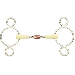 Happy Mouth Double Joint Cpr Roller 2-Ring Gag Horse Bit, 5 1/2