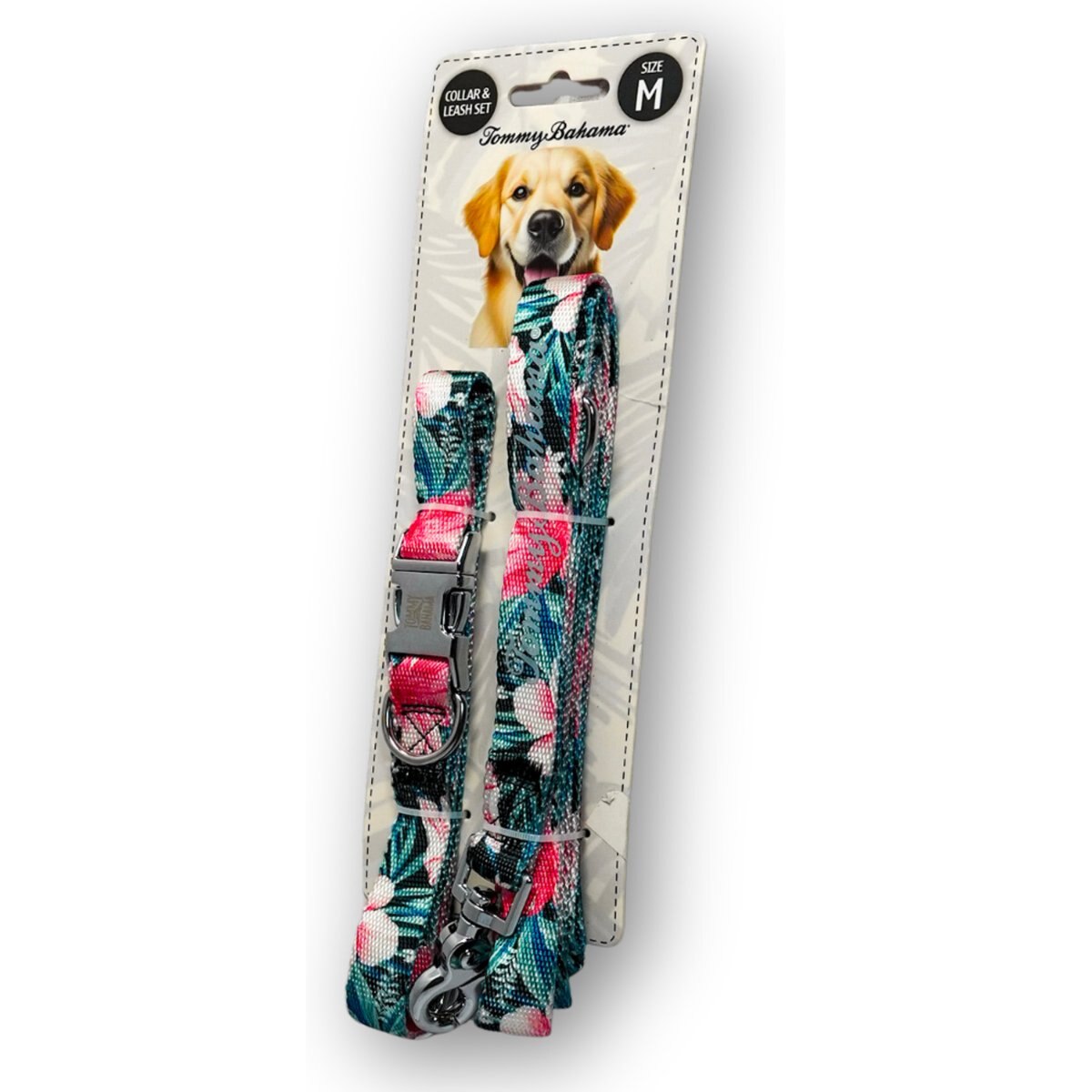Tommy Bahama Pet Nylon Dog Collar & Leash Set, Orange, Medium: 14 to 22-in neck, 3/4-in wide