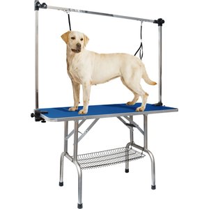 LovMor Foldable Dog & Cat Bath Grooming Table with Adjustable Height Arm, Blue, 46-in
