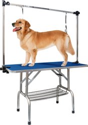 LovMor Foldable Dog & Cat Bath Grooming Table with Adjustable Height Arm, Blue, 36-in