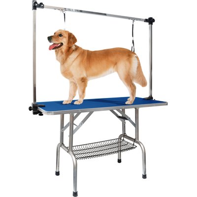LovMor LovMor Foldable Dog & Cat Bath Grooming Table with Adjustable Height Arm, Blue, 36-in
