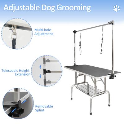 Show full view: LovMor Foldable Dog & Cat Bath Grooming Table with Adjustable Height Arm, Black, 46-in slide 3 of 8